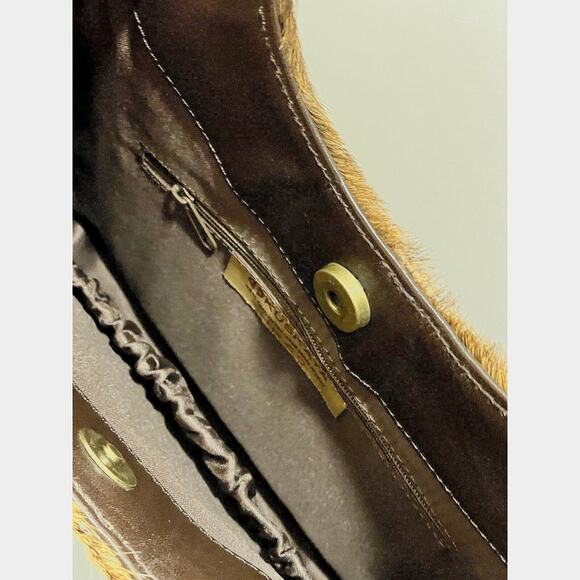 Fur & Woven Handbag Clutch 13” Brown Structured Top Handle Purse Handmade Peru - Picture 5 of 7